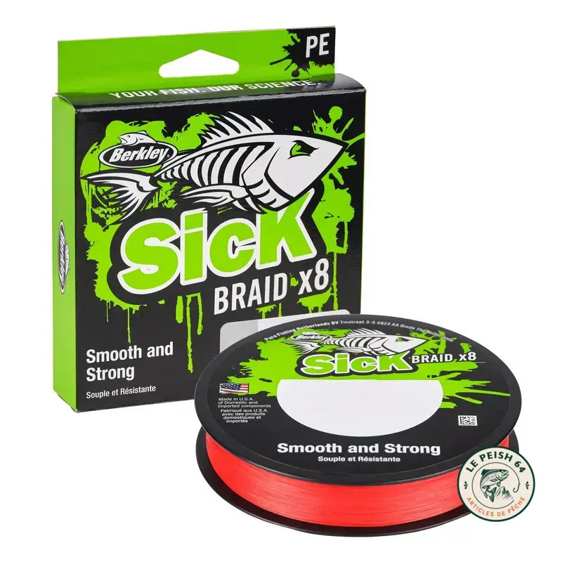 Tresse Berkley Sick Braid Fluo Red 0,08mm 6kg 150m | Le Peis