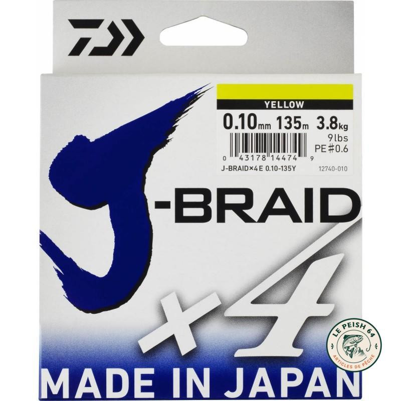 Tresse Daiwa J-Braid X4 0,10 mm 135 m | Le Peish 64
