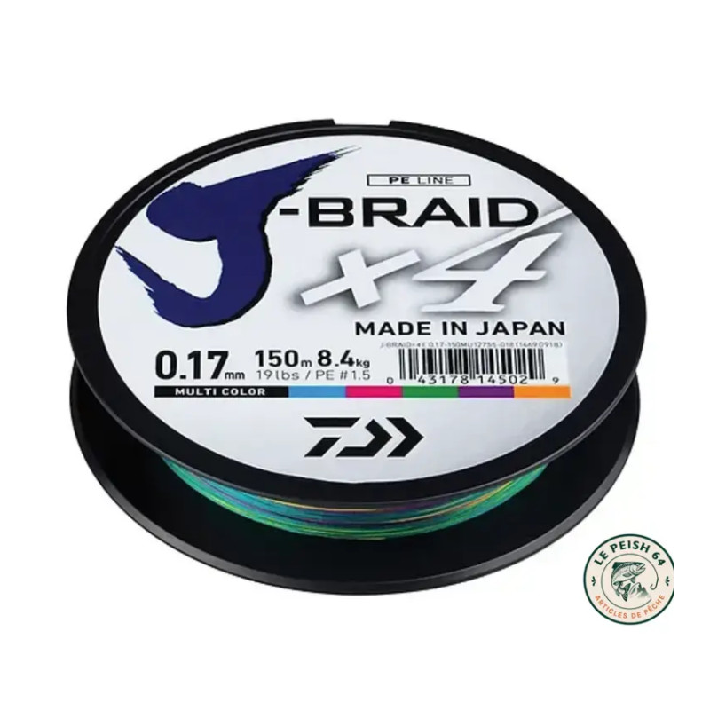 Tresse Daiwa J-Braid X4 0.21 mm 135 m | Le Peish 64