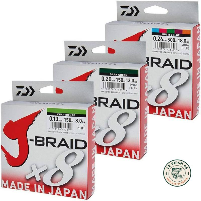 Daiwa J-Braid Grand X8 Chartreuse 135m | Le Peish 64