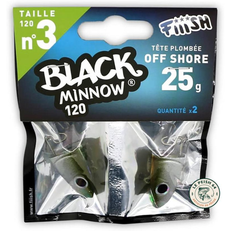 Tête plombée Black Minnow 25g kaki | Le Peish 64