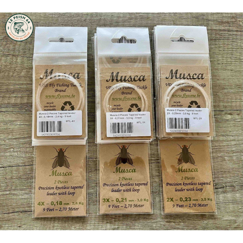Musca tapered leader 2 pièces 4X 9FT | Le Peish 64